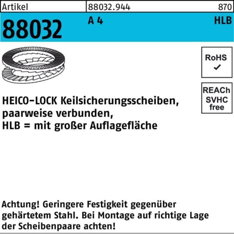 Keilsicherungsscheibe R 88032 HLB- 6S A 4 geklebt breit 200 Stück HEICO 200 Stk