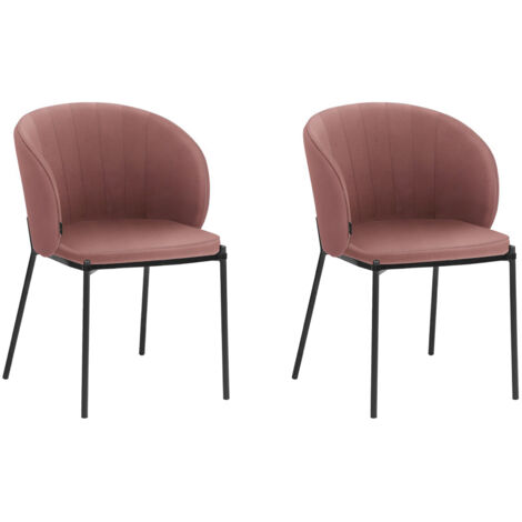 Keira-Chaise de salle à manger en velours rose, paquet de 2
