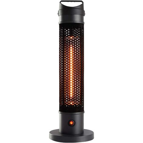Kekai – Chauffage électrique portable infrarouge 1000W – Fibre de carbone – Pour intérieur et extérieur – Dimensions 20x20x61 cm – Aluminium noir