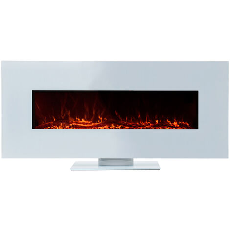 Kekai – Cheminée électrique murale encastrable 1600W – Dimensions 128x26x61cm – Surface jusqu'à 30m² – Télécommande incluse – Simulation de feu