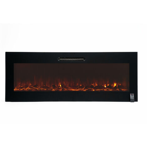 Kekai – Cheminée électrique murale encastrable 2000W – Dimensions 127x16x48 cm – Télécommande incluse – Pour surfaces jusqu'à 30 m²