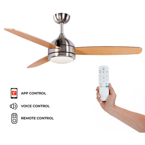Kekai – Ventilateur de plafond DC 132cm 55W – 6 vitesses – Lumière LED réglable 18W – Pales en bois – Application TUYA SMART – Minuterie 1h/2h/4h