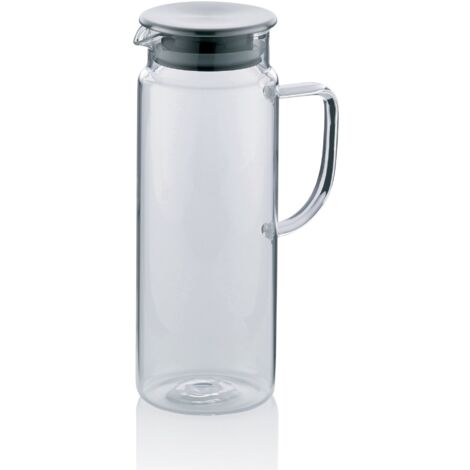 Kela 11397, Caraffa per Succo Pitcher 1 L, in Vetro, con Tappo in Acciaio Inox, ø 8,5 cm, Altezza 23 cm