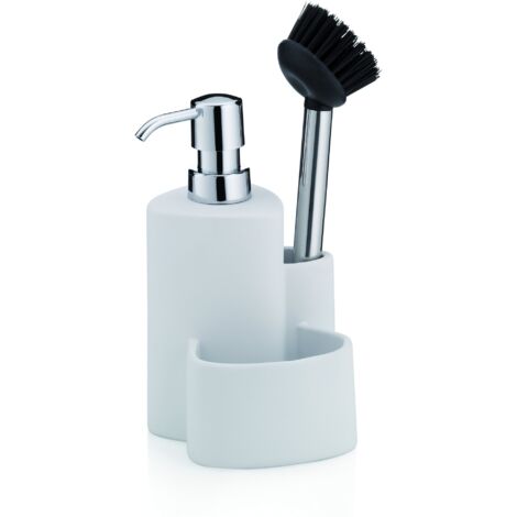 KELA 12080 DISPENSADOR DE JABON MULTIUSOS PARA LAVABO, C RAMIC, 350 ML, BLANCO 'PURANA'