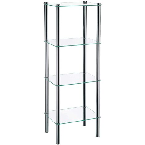 kela 18051 Scaffale, 4 Ripiani, Metallo/Vetro di sicurezza, 40x 30x 106 cm, Lars, Cromato