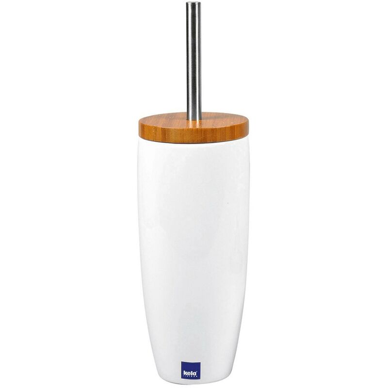 Kela - WC-Garnitur Natura Keramik/Bambus 40cm Ø11cm weiß