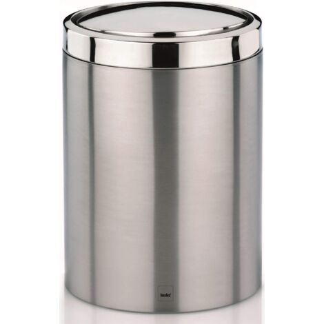 kela 21382, Cestino con coperchio basculante, 7 l, Acciaio inox, 'Ari', Argento opaco