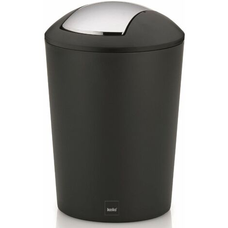 Kela 22300, Cestino con Coperchio Basculante, 5 l, Plastica, Marta', Nero
