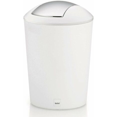 Kela 22301, Cestino, 5 l, Marta Cosmetici, plastica, rifiuti Bagno, bidone con Coperchio Basculante Bianco