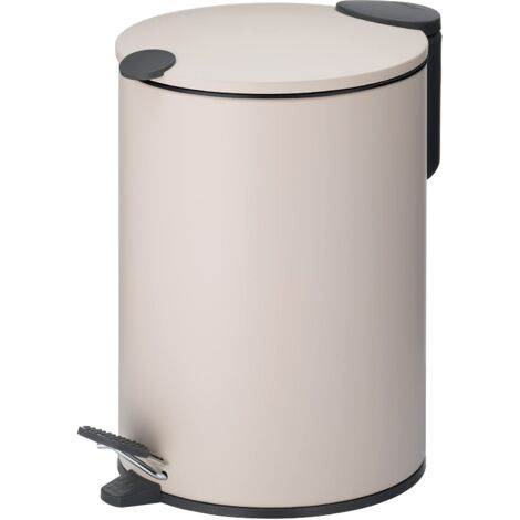 kela bidone per cosmetici 3l beige opaco, coperchio con chiusura silenziosa, bidone a pedale per bagno MATS, bidone per rifiuti da bagno con contenitore interno e maniglia per il trasporto