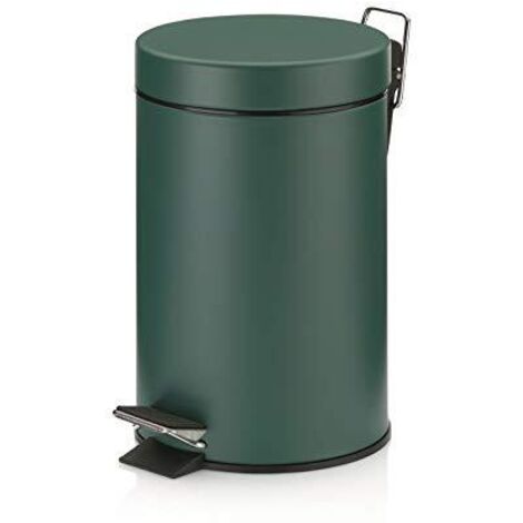 Kela Bin Mats 3L Secchio 3 Litri, Pedale in Metallo rifiuti del Bagno con Contenitore Interno e Maniglia per Il Trasporto, Monaco, bidone per Cosmetici Verde