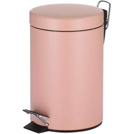 kela cestino per cosmetici rosa 3l, cestino a pedale in metallo per il bagno, cestino per i rifiuti del bagno con cestino interno e maniglia per il trasporto, MONACO, rosa antico opaco
