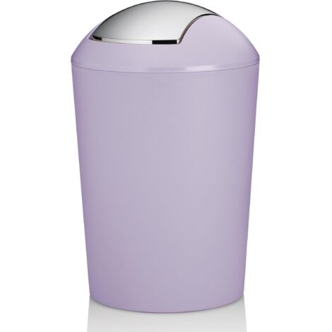 kela Pattumiera con coperchio basculante, colore viola, 5 l, con coperchio basculante, in plastica, Marta, colore: viola pastello opaco