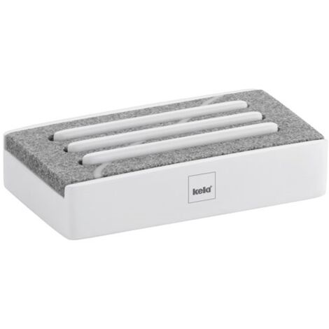 KELA - PORTE SAVON CUBE BLANC PIERRE
