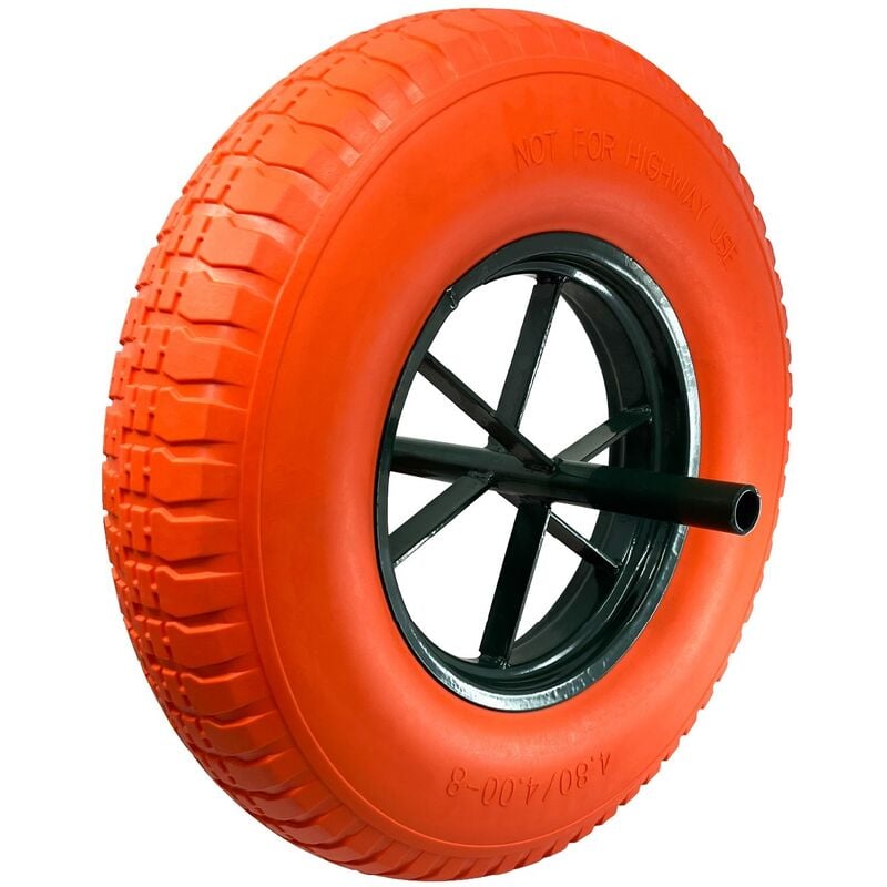 Roue Increvable Orange, Diamètre 400mm, Axe 20mm, Charge max. 250KG (550 lbs), Ultra Résistante, Idéal pour Brouette - Keli