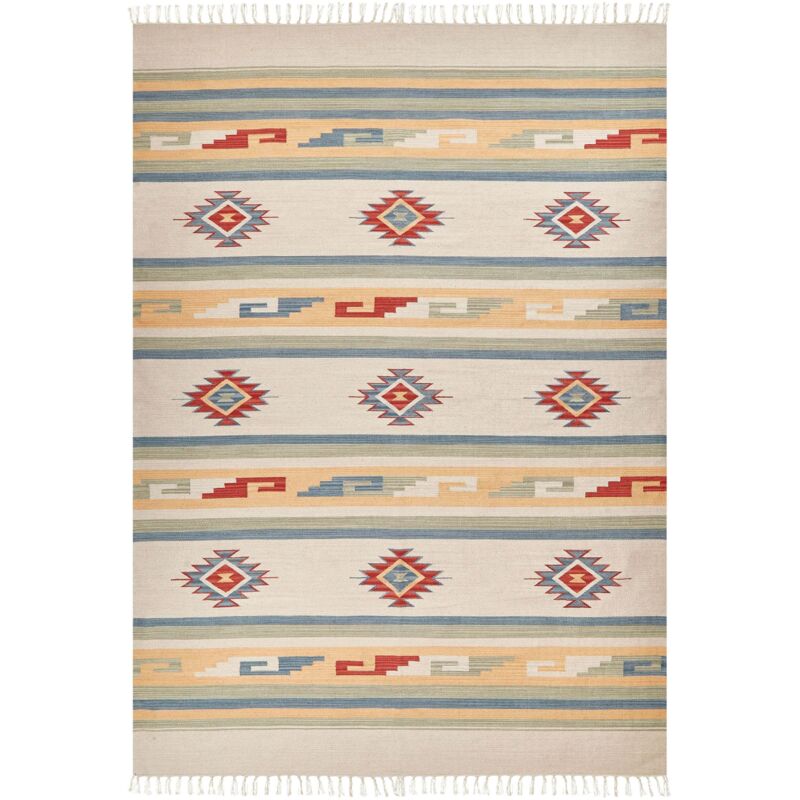 Beliani Kelim-teppich Mehrfarbig Baumwolle 200 X 300 Cm Mit Fransen Geometrischem Muster Handgewebt Zweiseitig Modern Boho Wohnzimmer Schlafzimmer