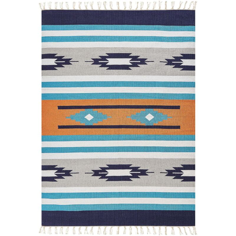 Beliani Kelim-teppich Mehrfarbig Baumwolle 200 X 300 Cm Mit Fransen Geometrischem Muster Handgewebt Zweiseitig Modern Boho Wohnzimmer Schlafzimmer