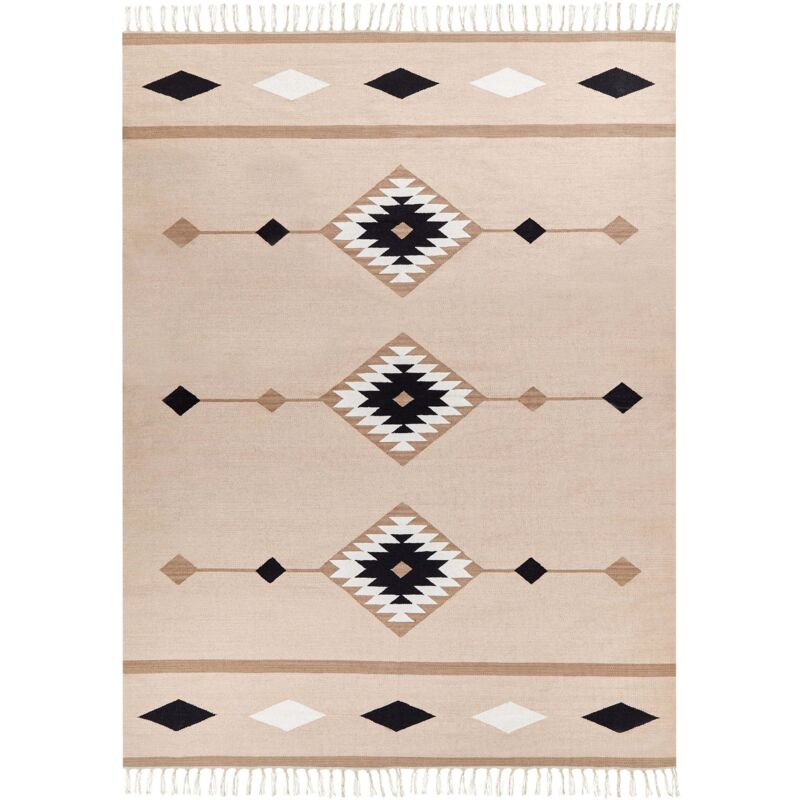 Beliani Kelim-teppich Mehrfarbig Baumwolle 160 X 230 Cm Mit Fransen Geometrischem Muster Handgewebt Zweiseitig Läufer Modern Wohnzimmer Schlafzimmer
