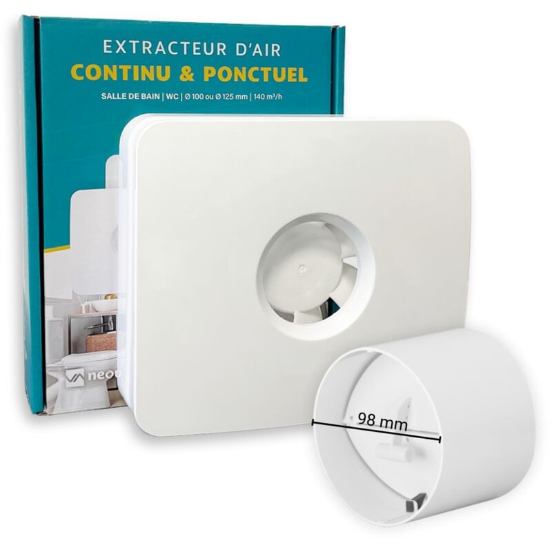 Pack kelis - Extracteur d'air connecté avec Clapet Anti-retour intégré 100MM - Fonctionnement intermittent ou continu pour Salle de Bain/WC/Cuisine