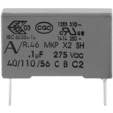 Kemet R46KI310000M1M+ 1 pc(s) Condensateur anti-parasite MKP sortie radiale 100 nF 275 V 20 % 15 mm (L x l x H) 18 x 5 x 11 A235461