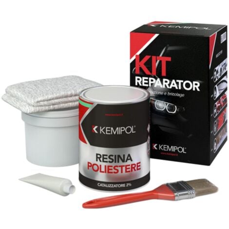 Kemipol KIT RIPARATORE vetroresina con pennello fai da te auto barca casa 750 ML
