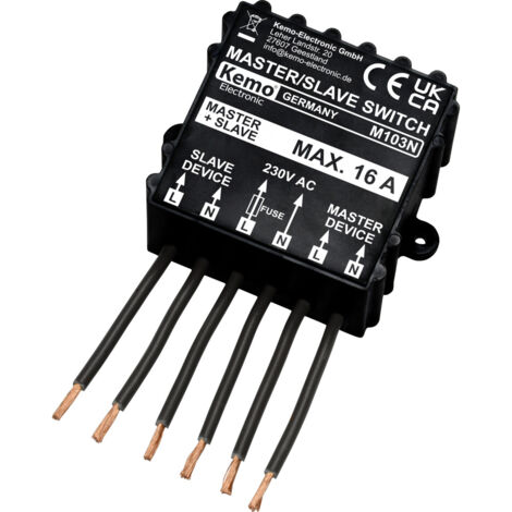 Kemo Master Slave Schalter M103N 230V/AC – Automatisches Einschalten von 1- und 3-phasigen Lasten – Max. 15A, 3600W