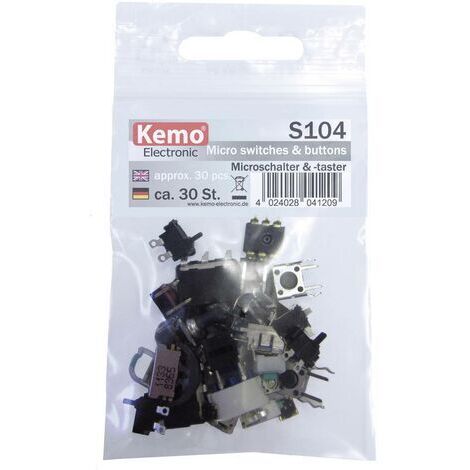 Kemo S104 Assortiment de microrupteurs S104 à rappel 30 parties D74656