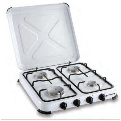 Kemper 104983 - Fornello a Gas 4 Fuochi con Coperchio per Campeggio