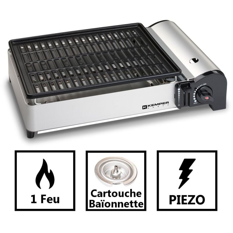 Kemper Barbecue portable à gaz Sac à dos compact plaque 29€70 sur Barbecue gaz portable 1.9 KW Kemper grille anti