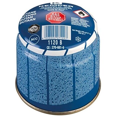 Kemper – Cartouche gaz butane 190g – Système de sécurité Stop Gaz – Pour lampes à gaz et soudage – Fabriquée en Italie