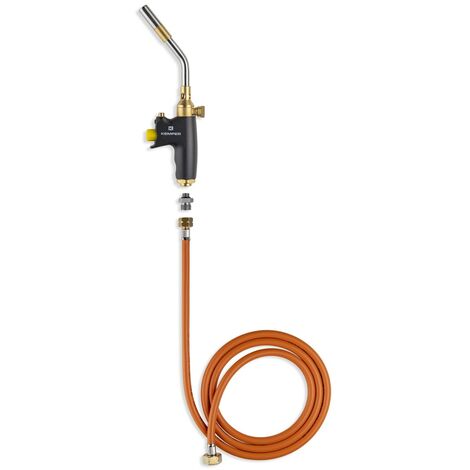 Kemper – Chalumeau soudeur à flamme bi-gaz – Tuyau 2m pour connexion directe bouteille – Flamme réglable jusqu'à 2400°C – Soudure jusqu'à 950°C