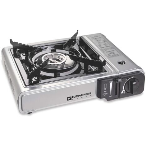 Kemper – Réchaud à gaz 1 brûleur 1900W – Allumage piézoélectrique – Structure acier avec compartiment sécurisé – Pour cartouches butane 227g