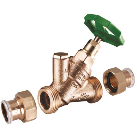 Kemper Standard Freistrom-Absperrventil ohne Entleerung, Mapress-Verschr. DN 32/35, PN 16, Rotguss/Messing, Figur 174 20 VT
