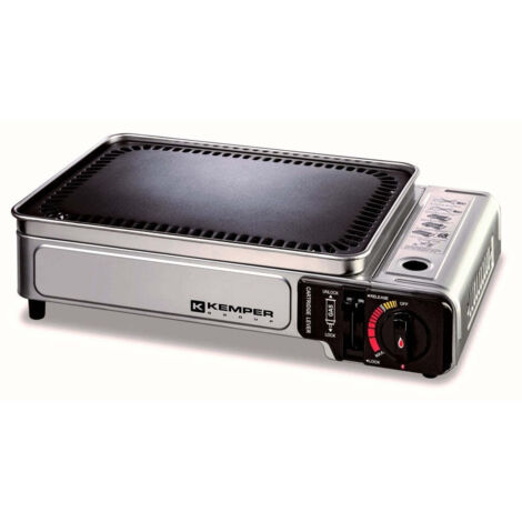Kemper tragbarer Grill "Plancha" im Koffer - tragbarer Gasgrill ohne Gasflasche
