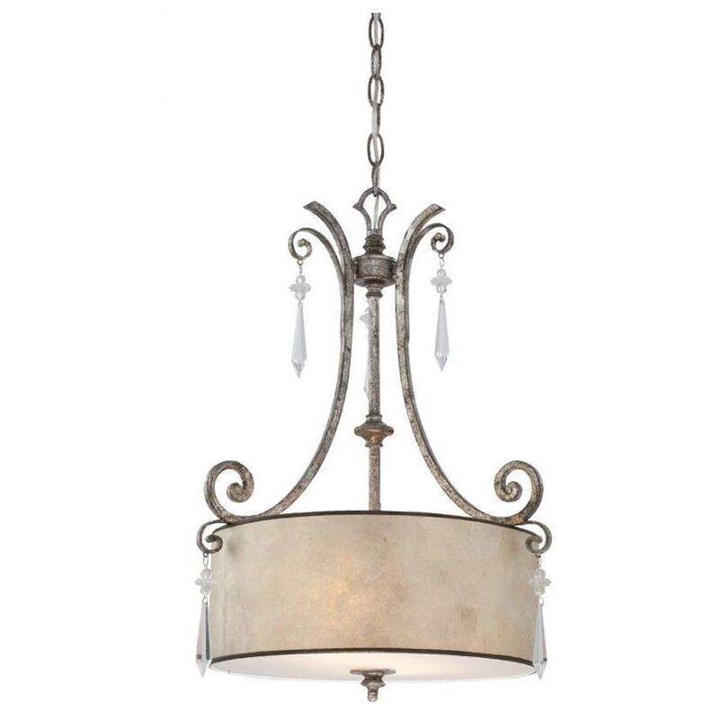 Elstead Kendra - 2 Light Ceiling Pendant Mottled Silver, E27