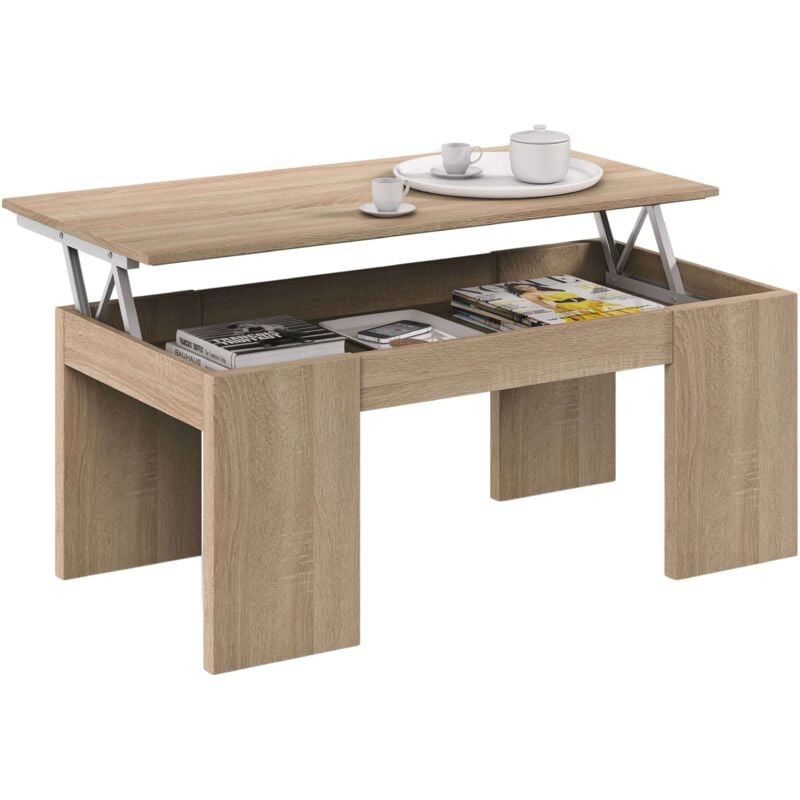 Mobimarket - Table basse ou table basse de salon en chêne canadien 43-54x100x50 cm