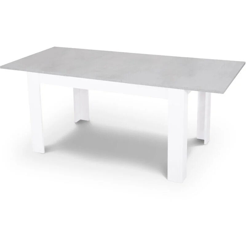 Table à manger Extensible décor béton et blanc Artik - 90 CM X 140 CM | ALLONGÉ : 190 CM X 78 CM
