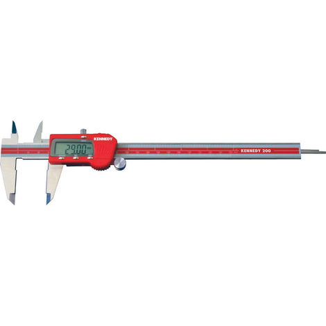 Kennedy Digitaler Messschieber 0 - 200 mm rot Stahl/Kunststoff Auflösung 0,01mm mit Feststellschraube Schieblehre