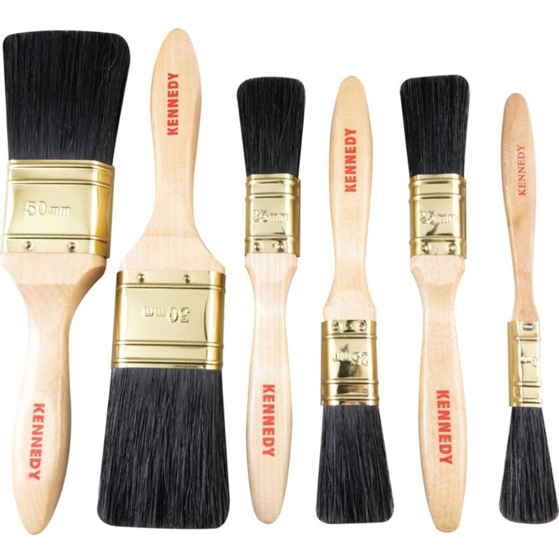 Kennedy - Pro Flat Paint Brush Set, Natural Bristle, Set of 6