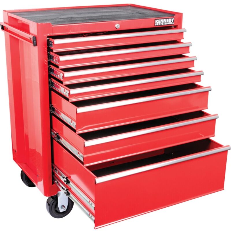 Kennedy-Pro Red 7-Drawer Professional Roller Cabinet - Red
