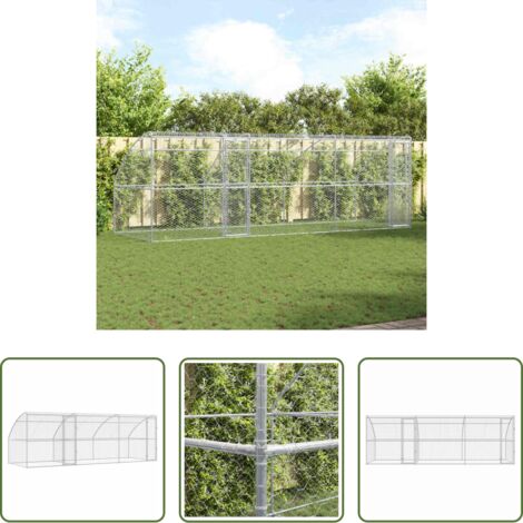 Kennel para perros -  Refugio para perros 3 pcs Plateado 6 x 2 x 2 m