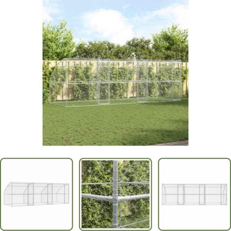 Kennel per cani -  Cuccia per cani 3 pcs Argento 6 x 2 x 2 m Acciaio zincato