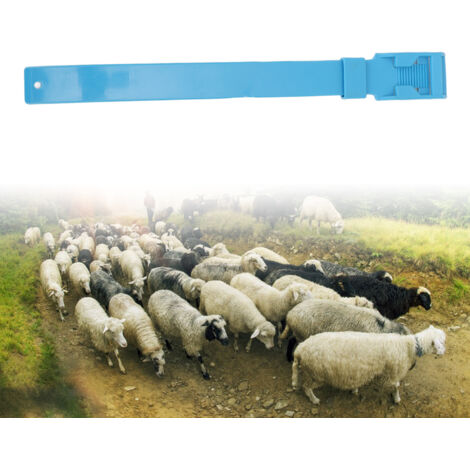 Kennzeichnungshalsband für Nutztiere – PU-Kennzeichnungshalsband für Ziegen und Schafe – Set mit 10 leichten Sicherheitshalsbändern, 35 x 4 x 1,1 cm, blau
