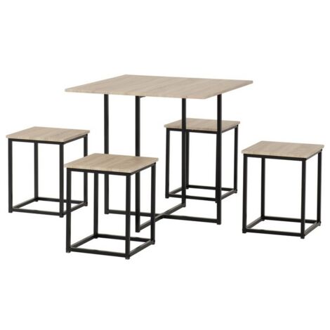 Kent 1+4 Stowaway Dining Set - Sonoma Oak Effect/Black