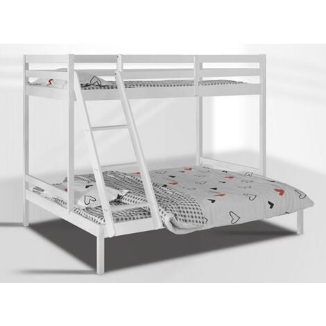 Kent Wooden Triple Bunk Bed with 3FT Top Bunk and 4FT6 Bottom Bunk  (Frame Only) - White