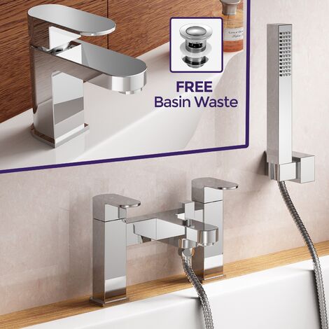 Kento Basin Mono Tap, Bath Shower Filler & Handset Chrome