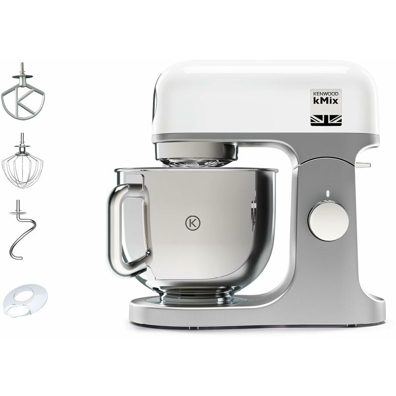 Image of KMX750AWH Impastatrice Planetaria Kitchen Machine kMix, Robot da Cucina Mixer, 3 Ganci di Miscelazione, Potenza 1000 w, Ciotola da 5 Litri, Acciaio,