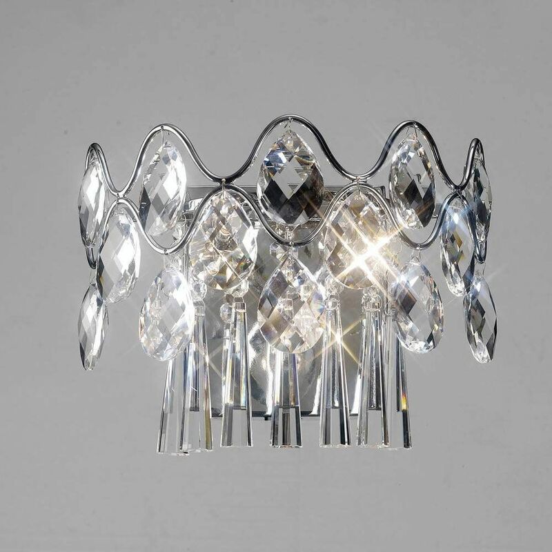 09diyas - Kenzie wall light with switch 4 Bulbs polished chrome / crystal