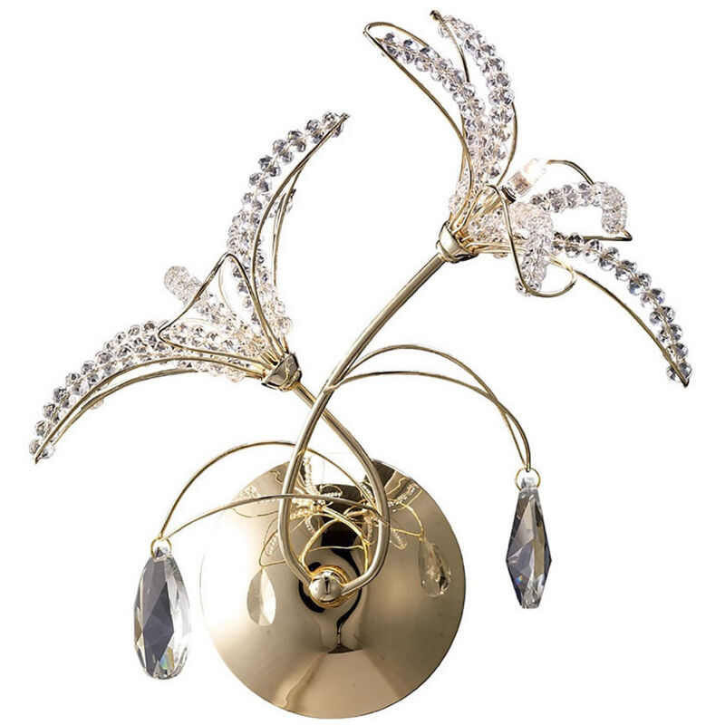 Inspired Kenzo Lámpara de Pared Conmutada 2 Luces G4 Francés Oro/Cristal, NO Compatible con LED/CFL