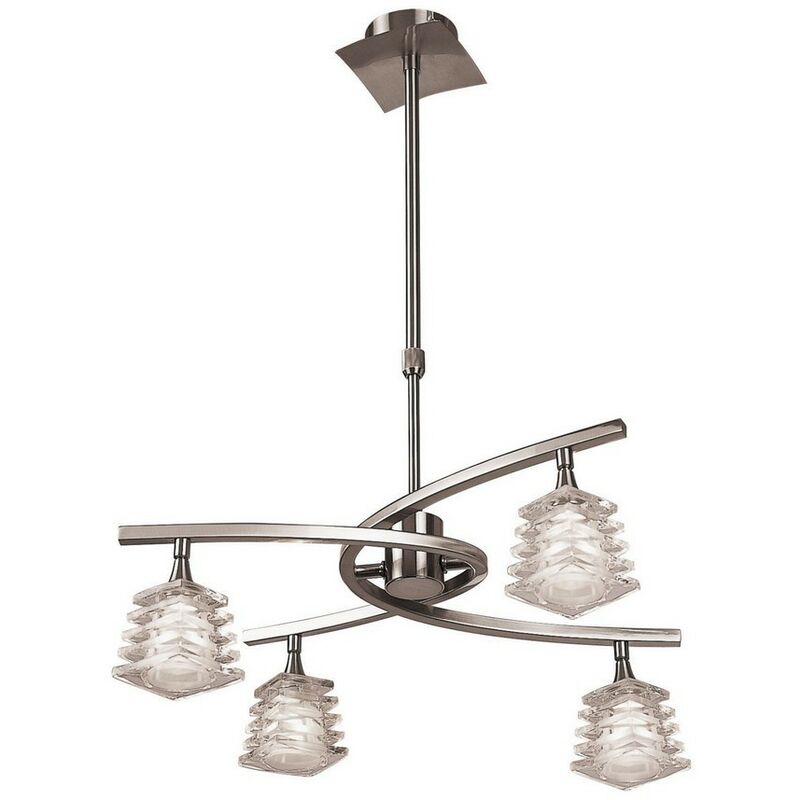 Inspired Mantra - Keops - Telescopic Ceiling Pendant Semi Flush Convertible 4 Light G9, Satin Nickel